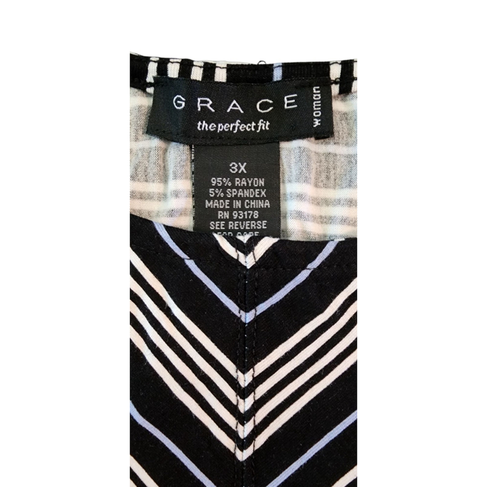 Grace The Perfect Fit Tunic Top Women's 3X NWT Black/Blue/White - Picture 3 of 6